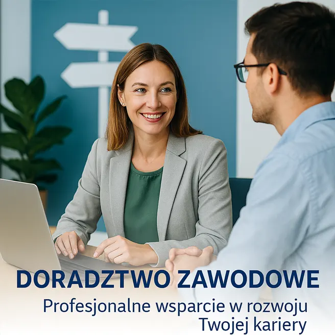 doradztwo zawodowe — konsultacja kariery z ekspertem w nowoczesnym gabinecie