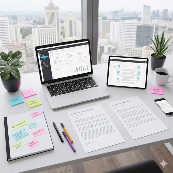 list motywacyjny wzór Warszawa – skuteczne pisanie, błędy w liście motywacyjnym; biurko z laptopem, CV i listem.